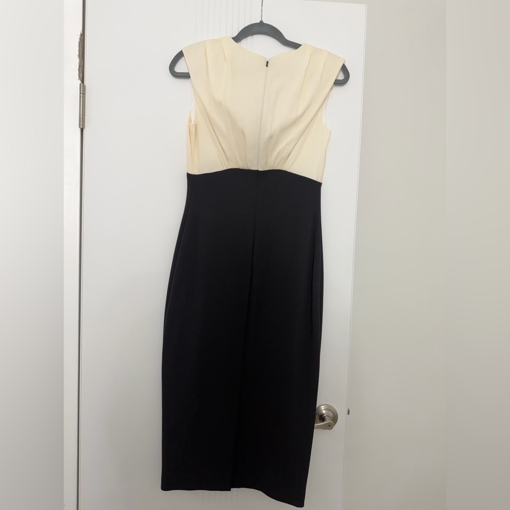 Ted Baker London Two-Tone V-Neck Midi Dress in Cream and Black - Picture 2 of 2